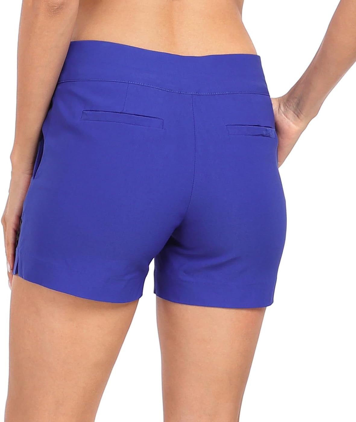 image:imageHDE Chino Shorts for Women 4 Inseam Elastic High Waisted Casual Summer ShortsRoyal Blue