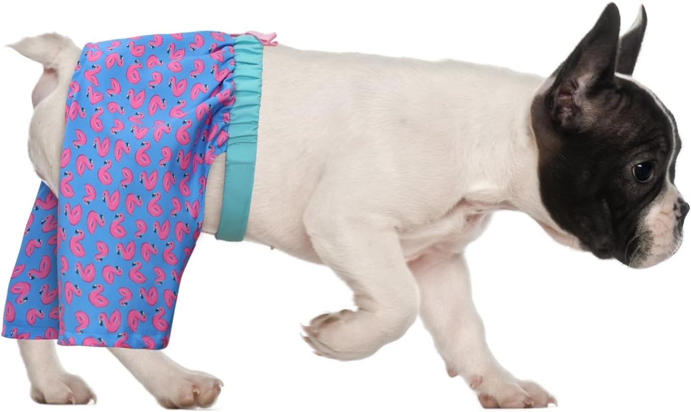 image:imageHDE Dog Swim Trunks Hawaiian Board Shorts Beach Pool Swimsuit for XS to XXL Dogs Blue Sharks XSFlamingos