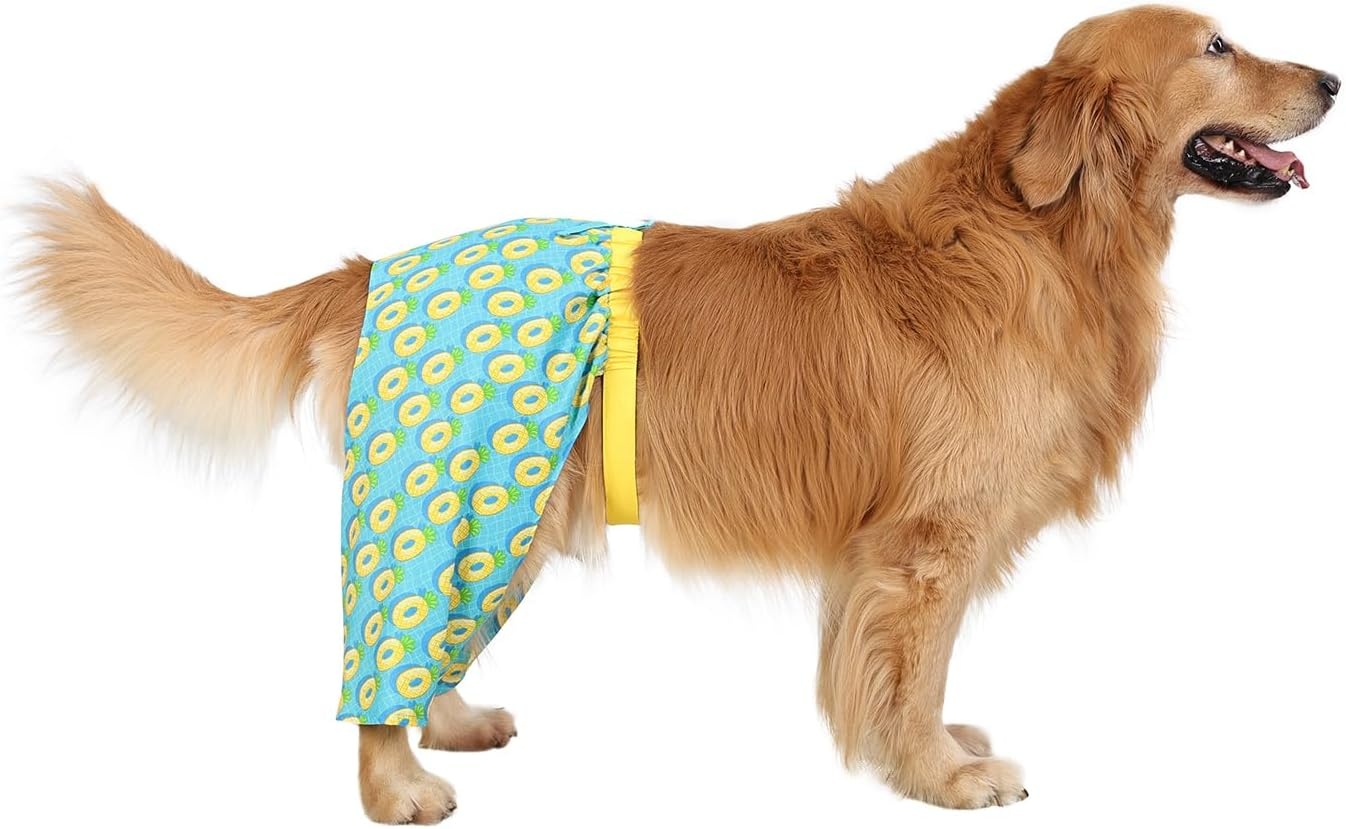 image:imageHDE Dog Swim Trunks Hawaiian Board Shorts Beach Pool Swimsuit for XS to XXL Dogs Blue Sharks XSPineapple Floats