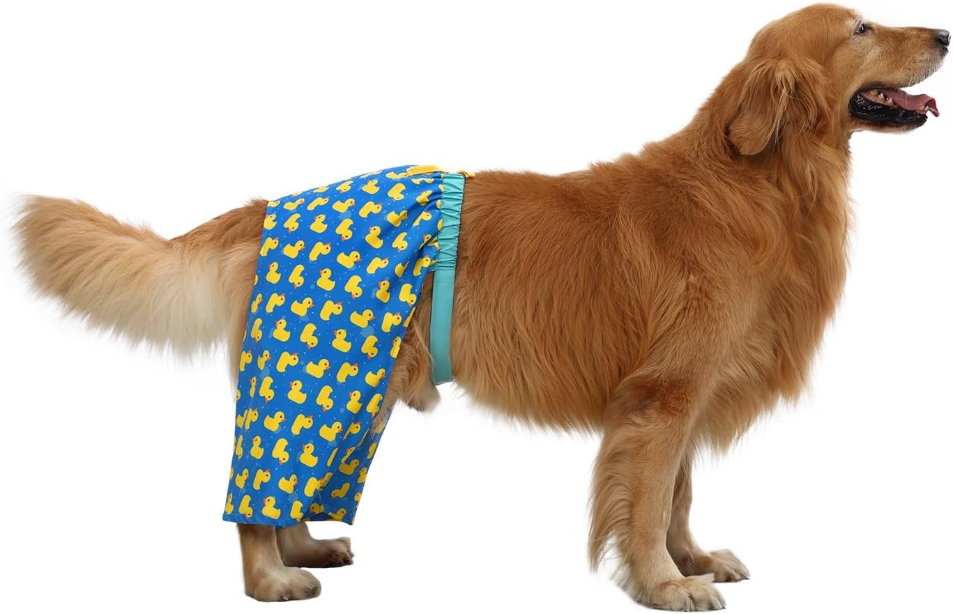 image:imageHDE Dog Swim Trunks Hawaiian Board Shorts Beach Pool Swimsuit for XS to XXL Dogs Blue Sharks XSRubber Ducks