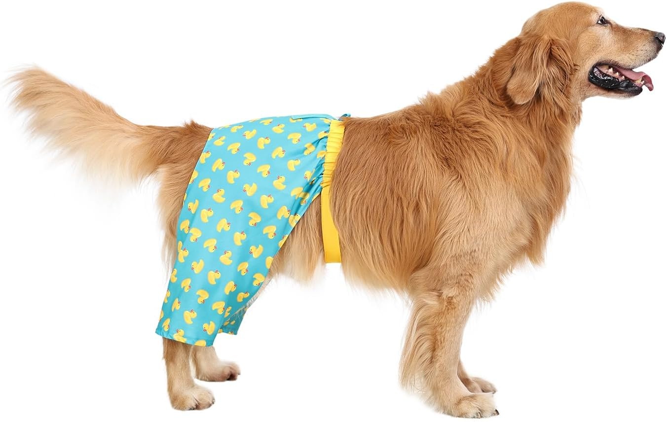 image:imageHDE Dog Swim Trunks Hawaiian Board Shorts Beach Pool Swimsuit for XS to XXL Dogs Blue Sharks XSTeal Rubber Ducks