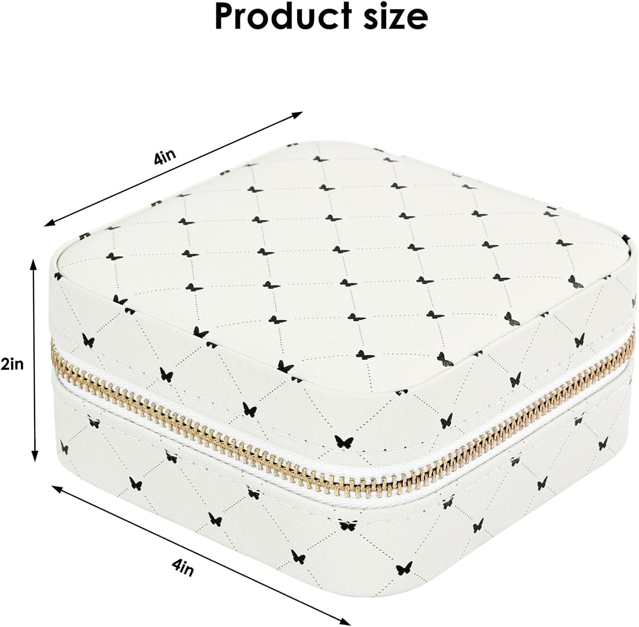 image:imageHDE Girls Travel Jewelry Case Faux Leather Mini Organizer Box with Mirror Small Portable Ring Storage Gift for Tweens Teens ButterflyButterfly