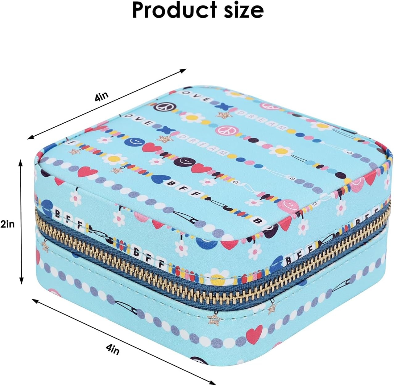 image:imageHDE Girls Travel Jewelry Case Faux Leather Mini Organizer Box with Mirror Small Portable Ring Storage Gift for Tweens Teens ButterflyFriendship Bracelet