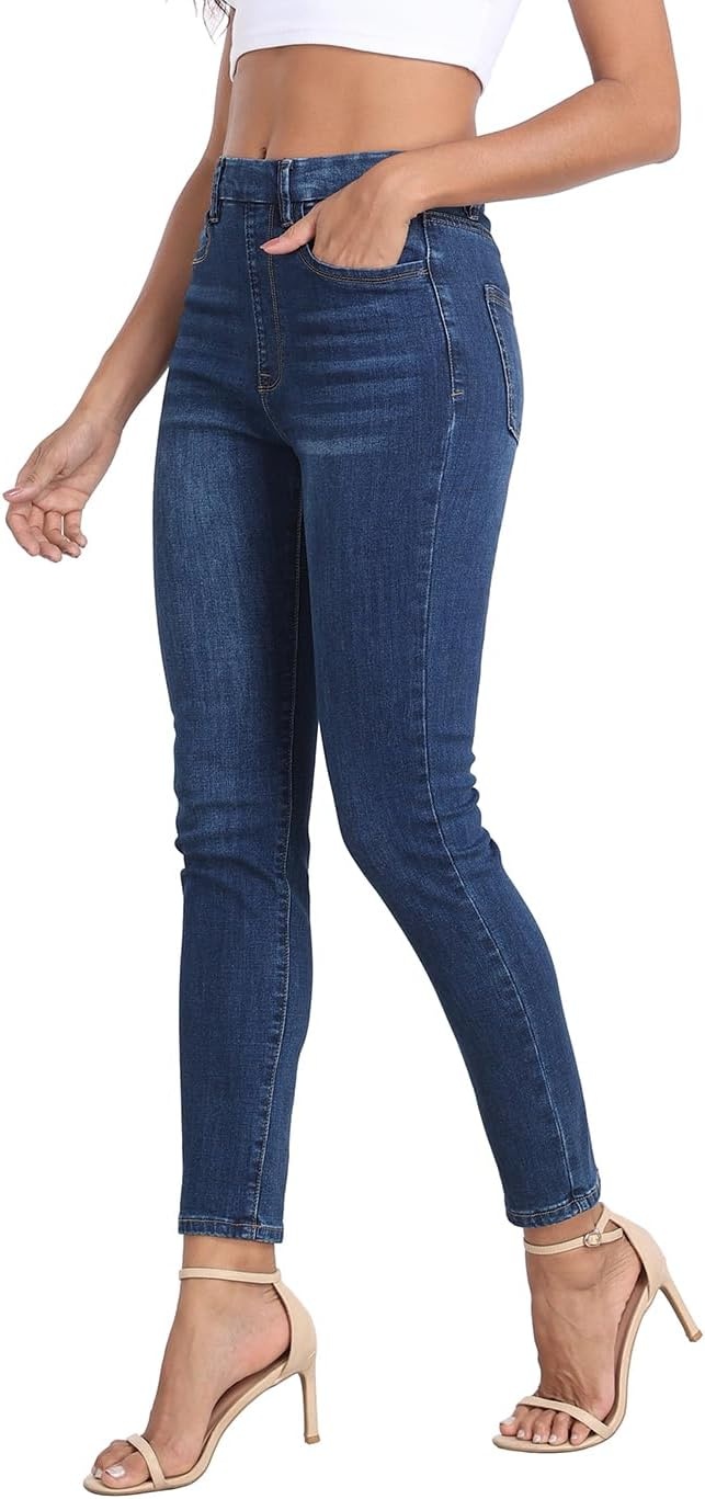 image:imageHDE Womens High Waisted Skinny JeansDark Blue