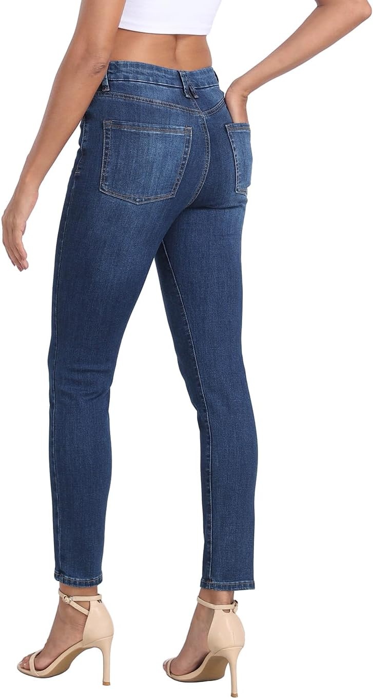 image:imageHDE Womens High Waisted Skinny JeansDark Blue