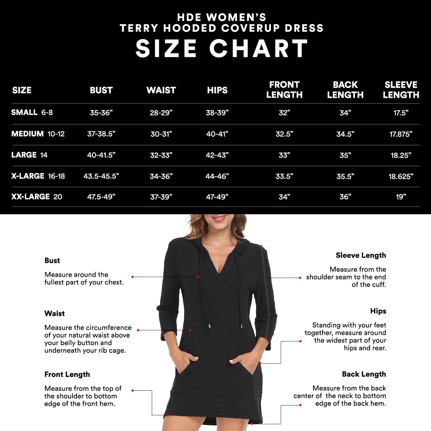 image:imageHDE Womens Terry Cloth Beach Cover Up Tunic Dress Swimsuit Coverup with HoodWhite