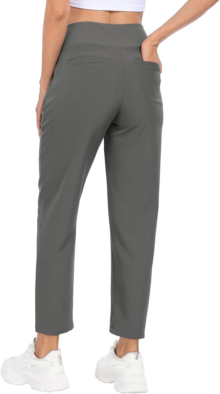 image:imageHDE Womens Travel Pants High Waist Stretch Work Golf Hiking Pant with PocketsCharcoal Gray