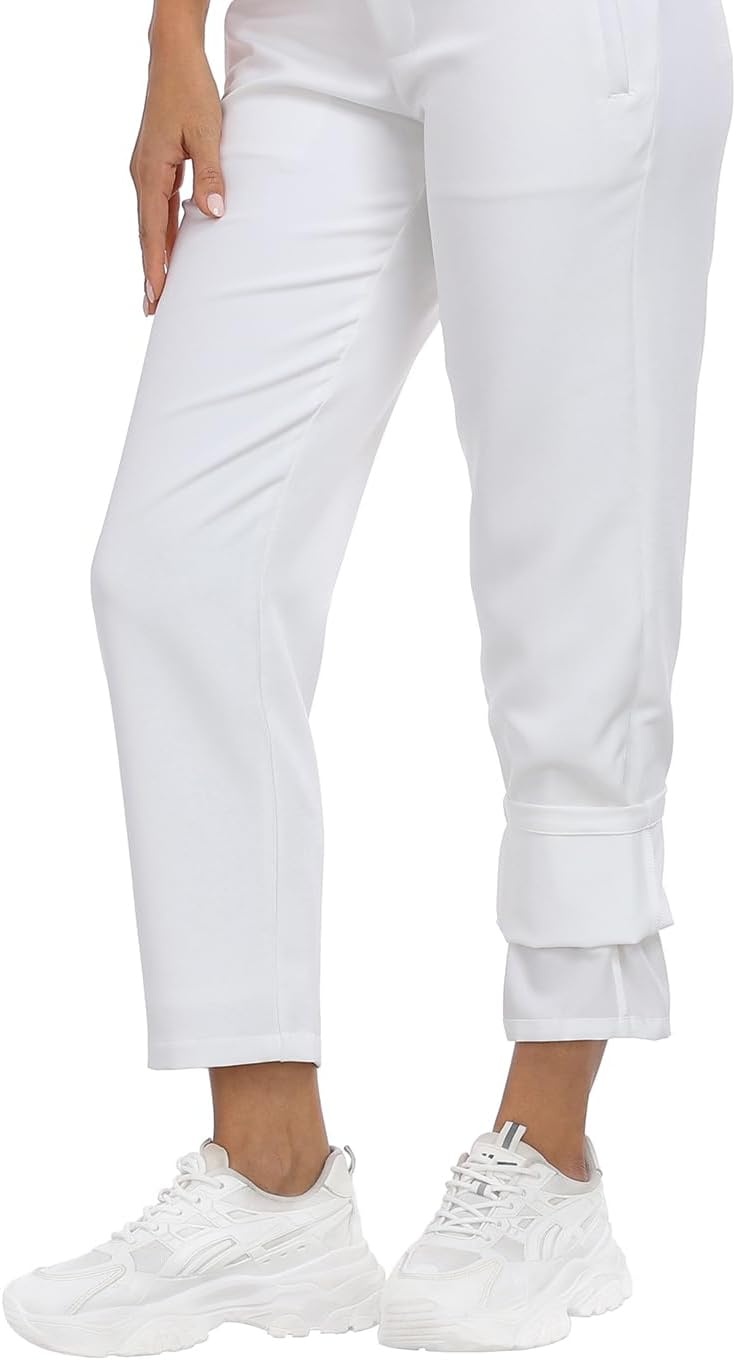 image:imageHDE Womens Travel Pants High Waist Stretch Work Golf Hiking Pant with PocketsWhite