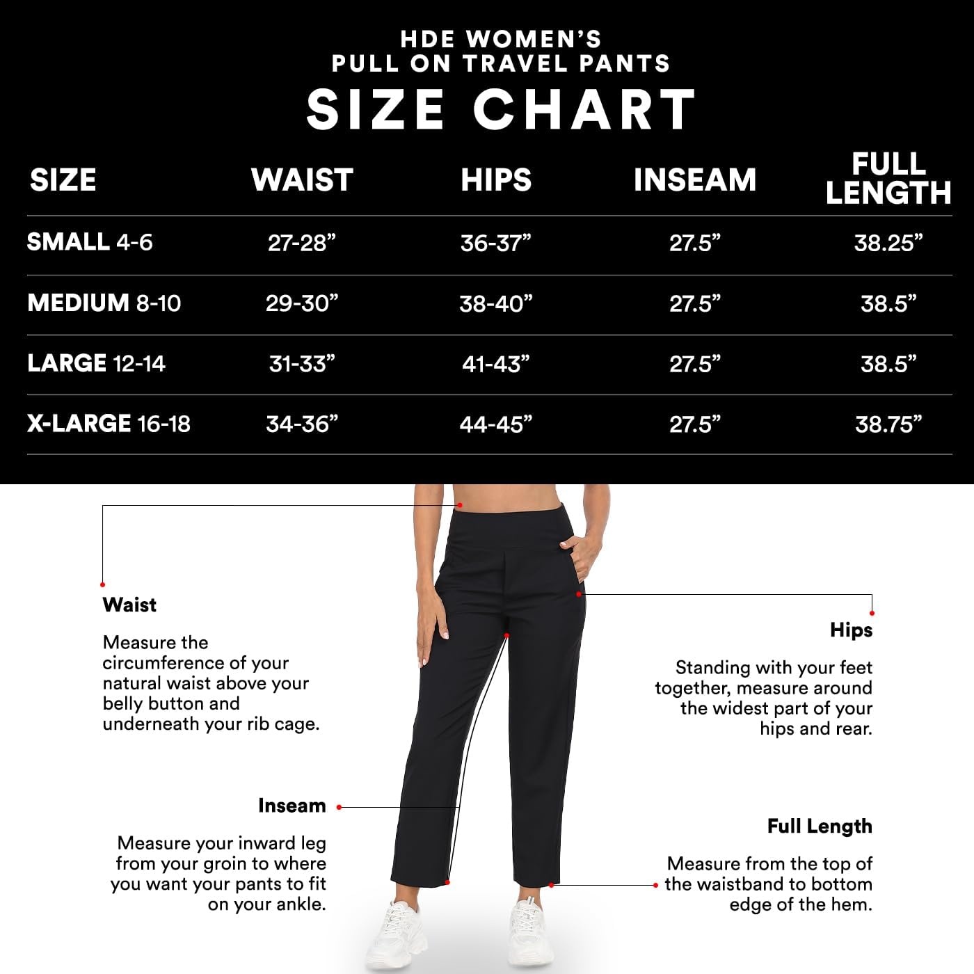 image:imageHDE Womens Travel Pants High Waist Stretch Work Golf Hiking Pant with PocketsWhite