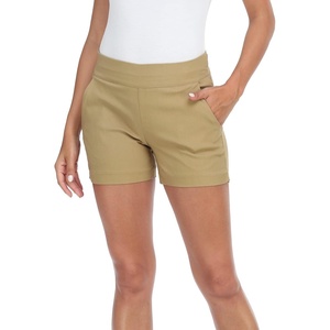 image:imageHDE Chino Shorts for Women 4 Inseam Elastic High Waisted Casual Summer ShortsDark Khaki