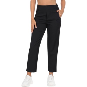 image:imageHDE Womens Travel Pants High Waist Stretch Work Golf Hiking Pant with PocketsBlack