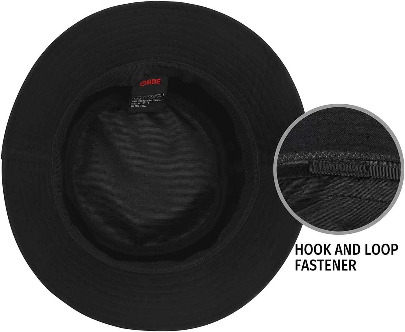 image:imageHDE Bucket Hat Unisex Print and Solid Beach Sun Hats Outdoor Packable HeadwearBlack
