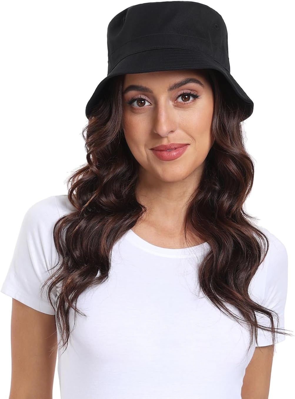 image:imageHDE Bucket Hat Unisex Print and Solid Beach Sun Hats Outdoor Packable HeadwearBlack