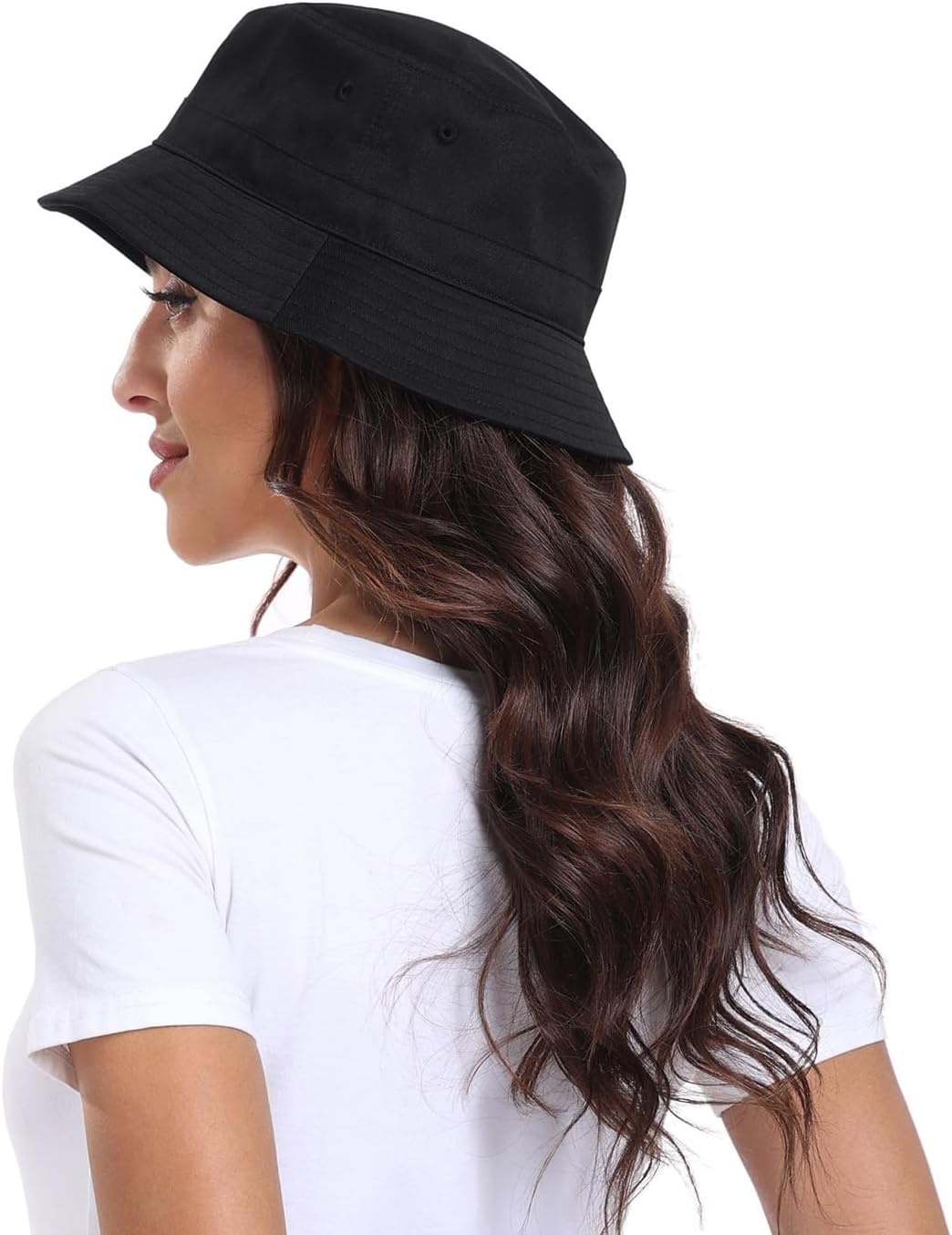image:imageHDE Bucket Hat Unisex Print and Solid Beach Sun Hats Outdoor Packable HeadwearBlack