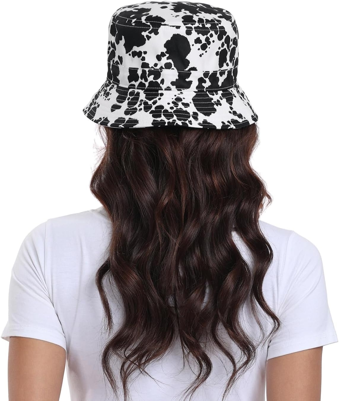 image:imageHDE Bucket Hat Unisex Print and Solid Beach Sun Hats Outdoor Packable HeadwearCow Spots