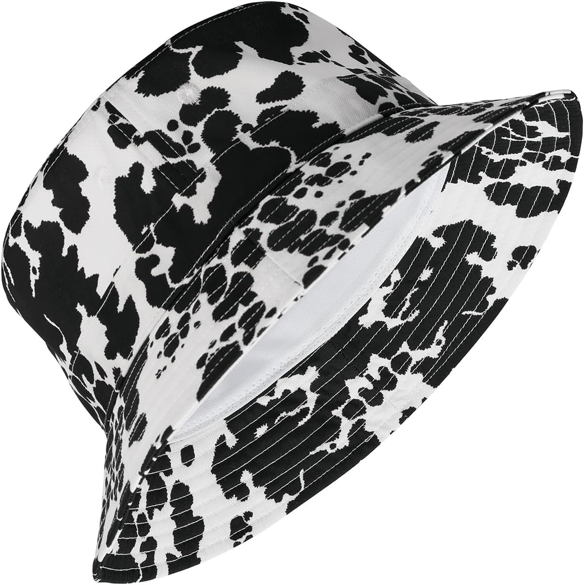 image:imageHDE Bucket Hat Unisex Print and Solid Beach Sun Hats Outdoor Packable HeadwearCow Spots