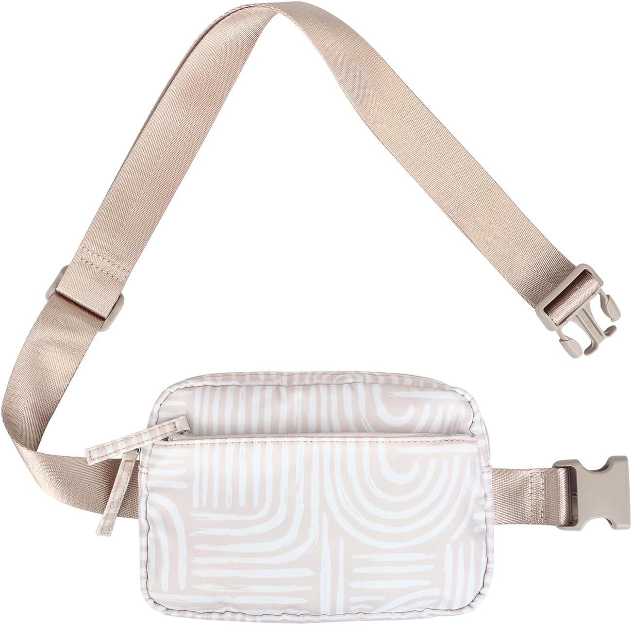 image:imageHDE Crossbody Bum Bag with Long Strap Cute Print 2L Mini Belt Bag Small Fanny Pack Easy Adjustable Length Sling for Women Black Floral PopBoho Brush Strokes