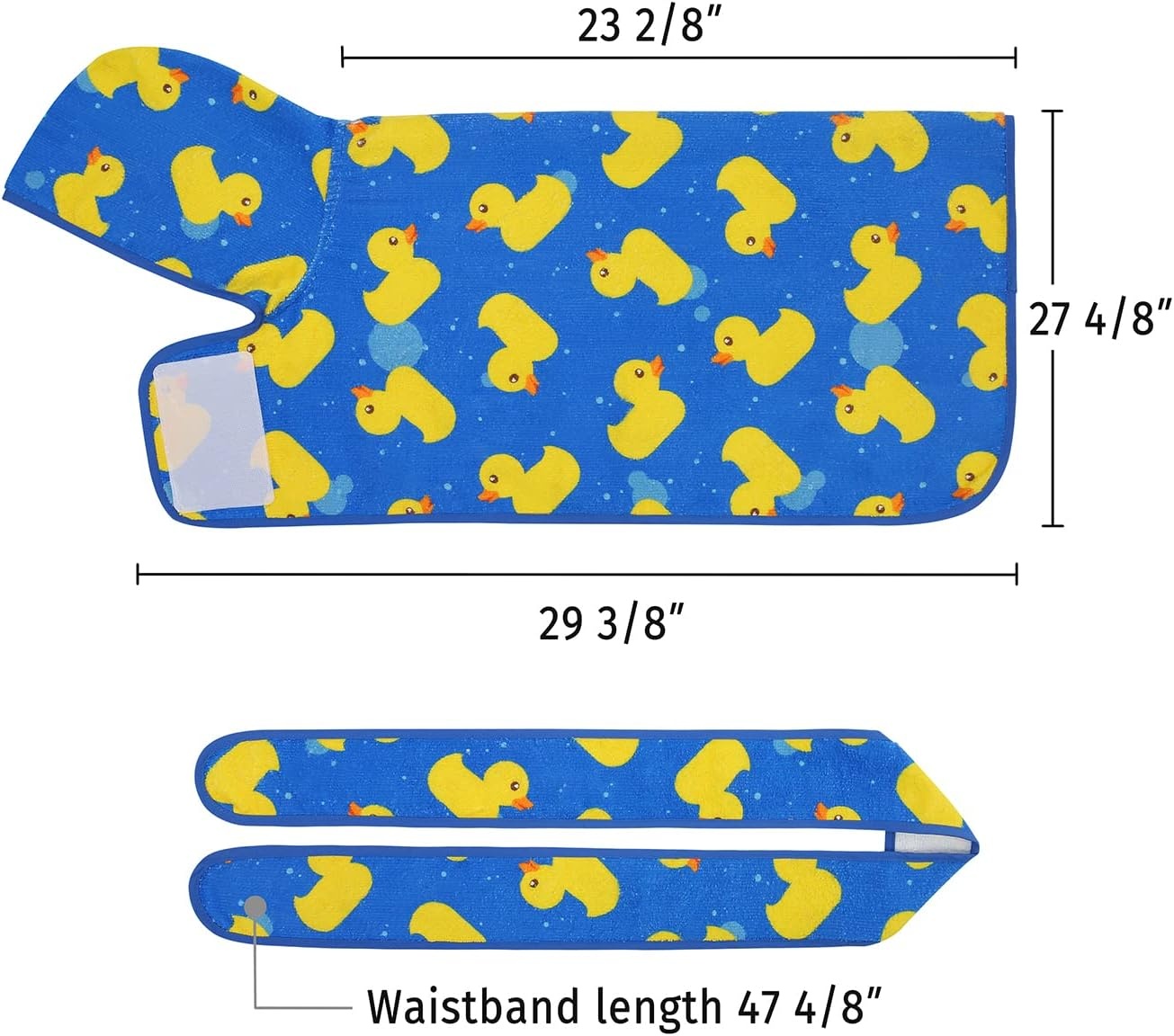image:imageHDE Dog Bathrobe Super Absorbent Quick Drying Puppy Towel Wrap Coat Adjustable After Bath Robes with Hood for Dog Sizes SXXL Blue Rubber Ducks SBlue Rubber Ducks