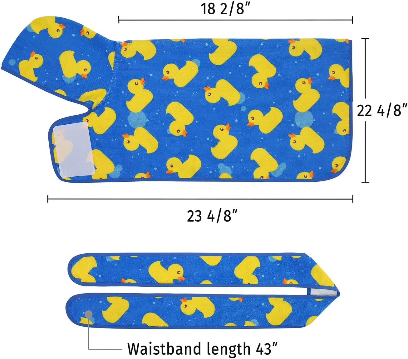 image:imageHDE Dog Bathrobe Super Absorbent Quick Drying Puppy Towel Wrap Coat Adjustable After Bath Robes with Hood for Dog Sizes SXXL Blue Rubber Ducks SBlue Rubber Ducks