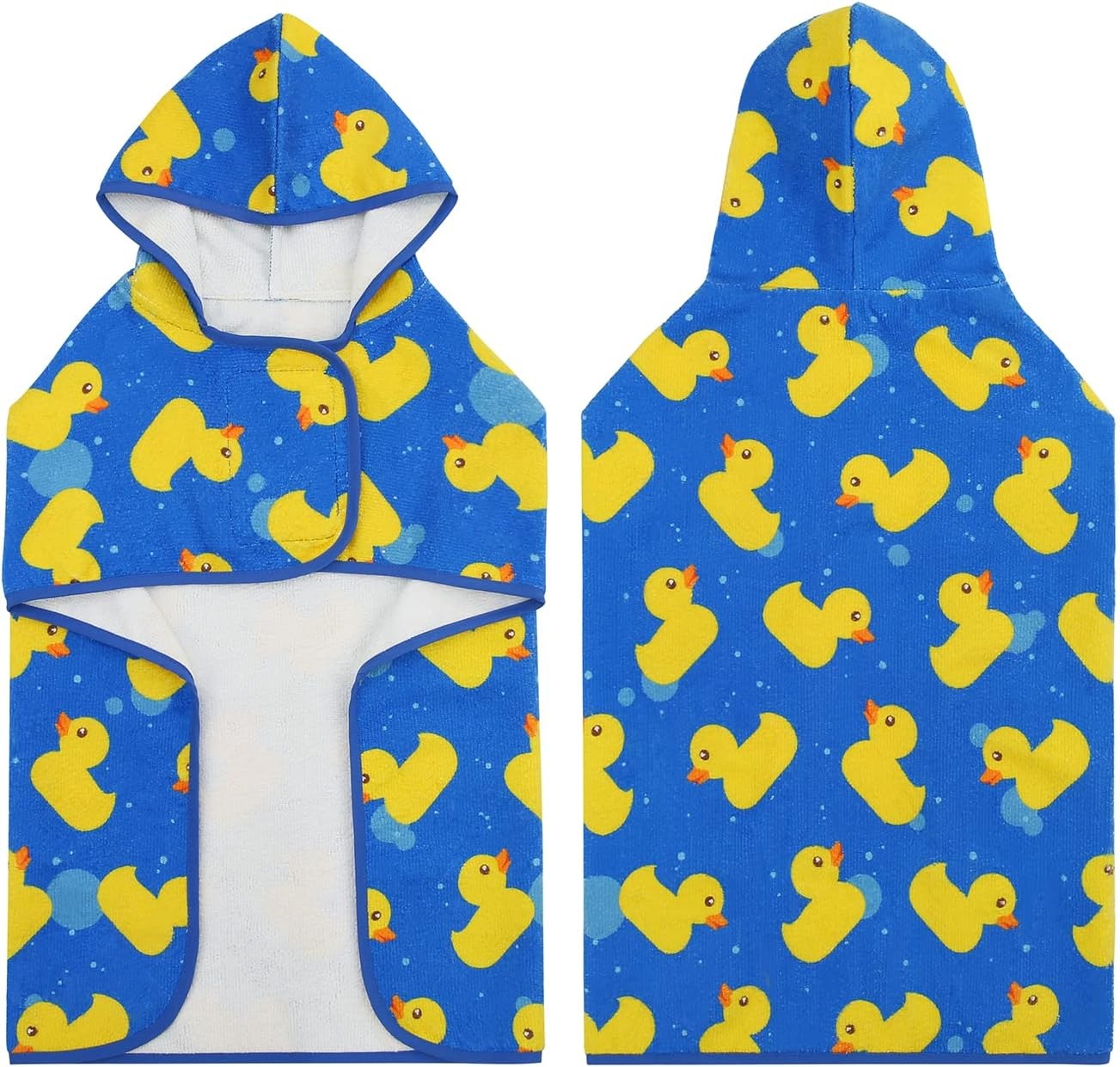 image:imageHDE Dog Bathrobe Super Absorbent Quick Drying Puppy Towel Wrap Coat Adjustable After Bath Robes with Hood for Dog Sizes SXXL Blue Rubber Ducks SBlue Rubber Ducks