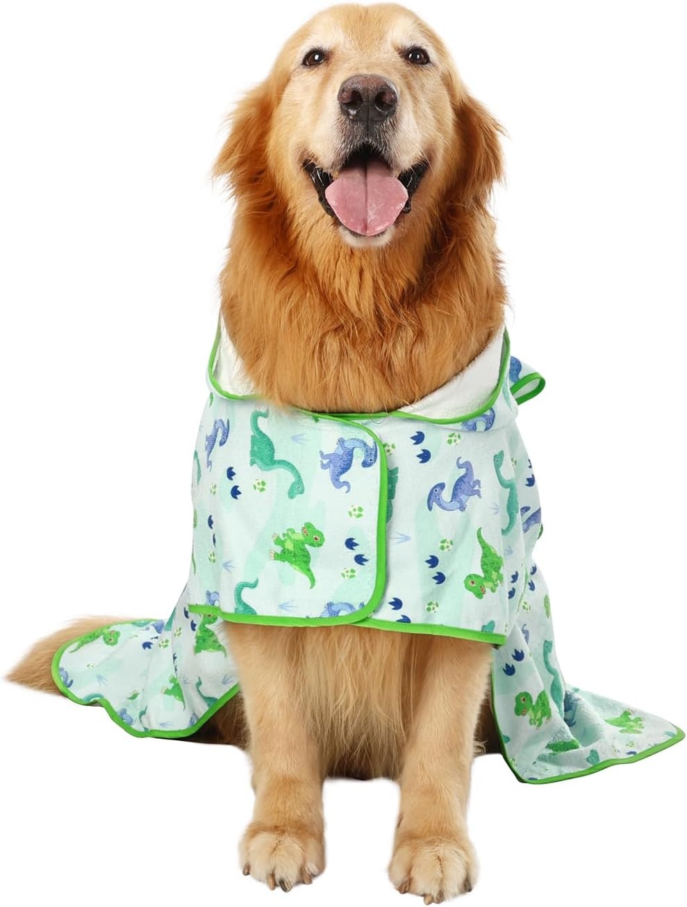 image:imageHDE Dog Bathrobe Super Absorbent Quick Drying Puppy Towel Wrap Coat Adjustable After Bath Robes with Hood for Dog Sizes SXXL Blue Rubber Ducks SCute Dinosaurs