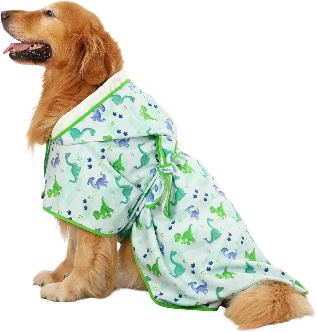 image:imageHDE Dog Bathrobe Super Absorbent Quick Drying Puppy Towel Wrap Coat Adjustable After Bath Robes with Hood for Dog Sizes SXXL Blue Rubber Ducks SCute Dinosaurs
