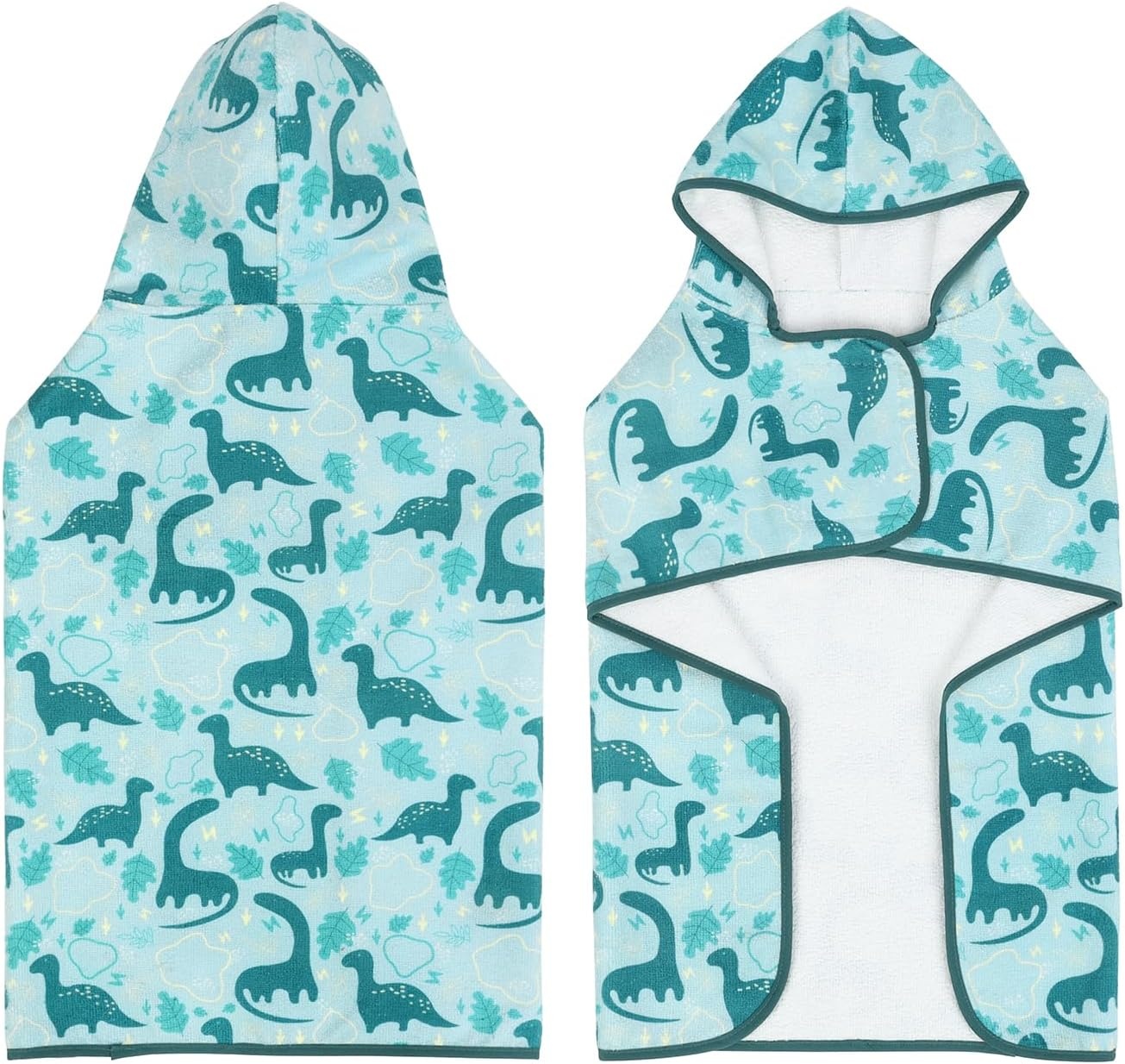 image:imageHDE Dog Bathrobe Super Absorbent Quick Drying Puppy Towel Wrap Coat Adjustable After Bath Robes with Hood for Dog Sizes SXXL Blue Rubber Ducks SDinosaurs