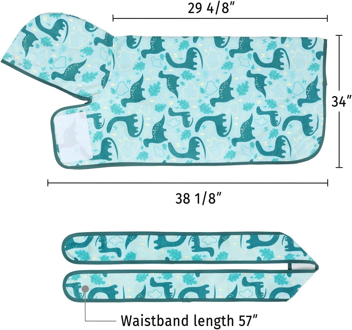 image:imageHDE Dog Bathrobe Super Absorbent Quick Drying Puppy Towel Wrap Coat Adjustable After Bath Robes with Hood for Dog Sizes SXXL Blue Rubber Ducks SDinosaurs