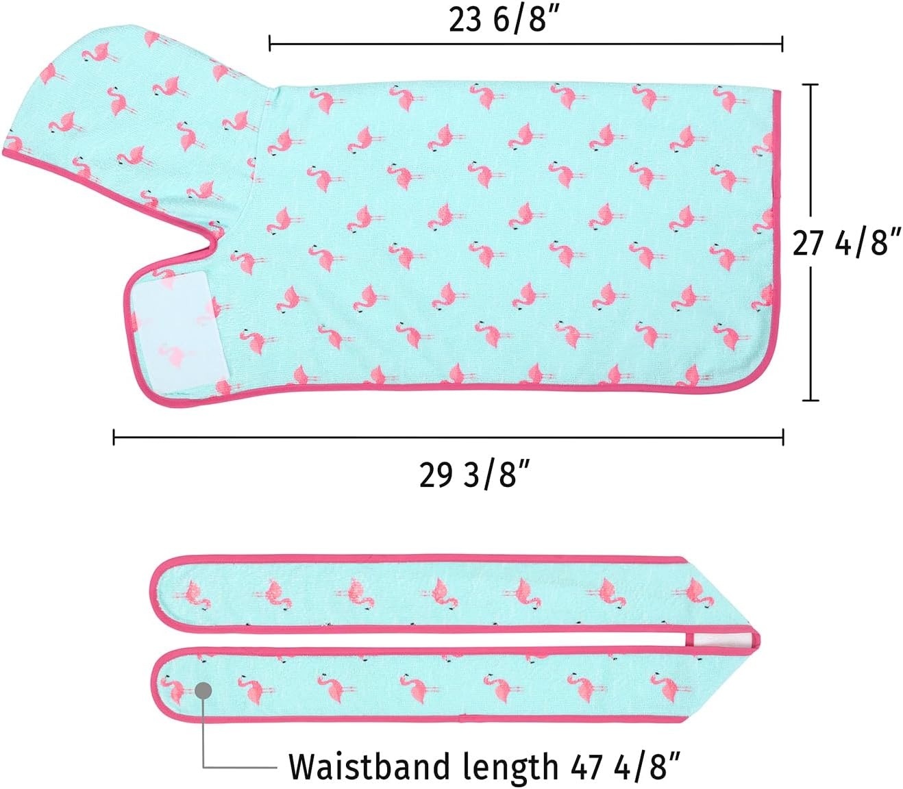 image:imageHDE Dog Bathrobe Super Absorbent Quick Drying Puppy Towel Wrap Coat Adjustable After Bath Robes with Hood for Dog Sizes SXXL Blue Rubber Ducks SFlamingos