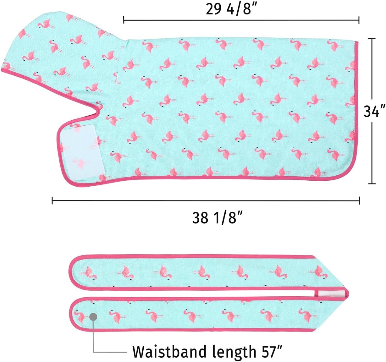 image:imageHDE Dog Bathrobe Super Absorbent Quick Drying Puppy Towel Wrap Coat Adjustable After Bath Robes with Hood for Dog Sizes SXXL Blue Rubber Ducks SFlamingos