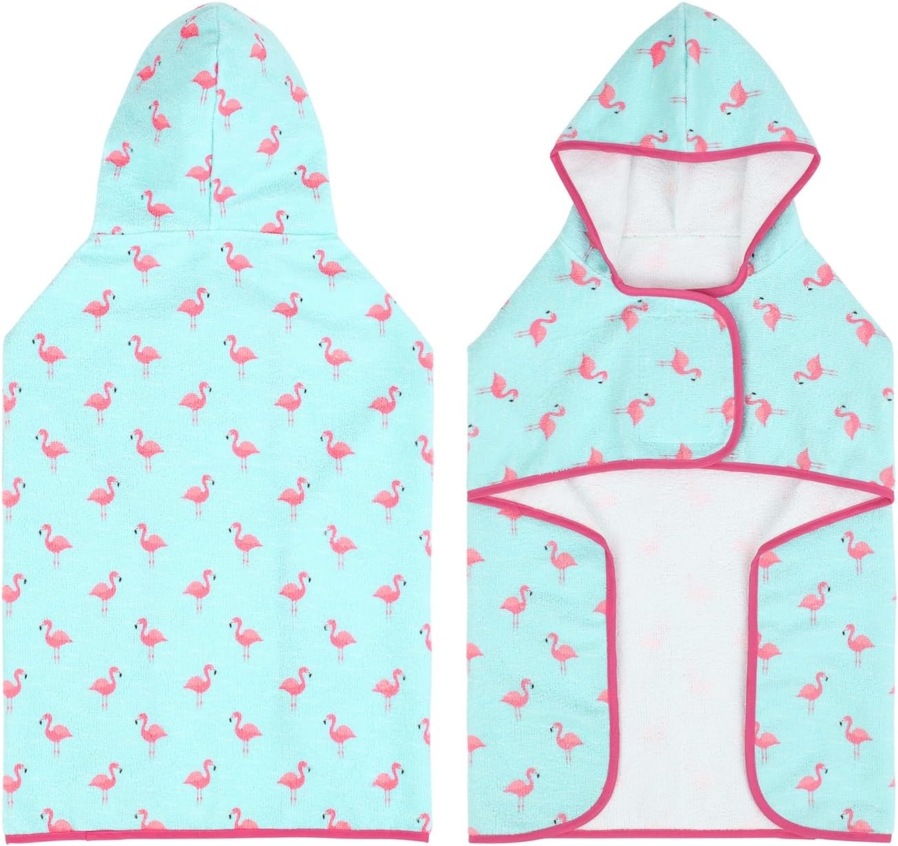 image:imageHDE Dog Bathrobe Super Absorbent Quick Drying Puppy Towel Wrap Coat Adjustable After Bath Robes with Hood for Dog Sizes SXXL Blue Rubber Ducks SFlamingos