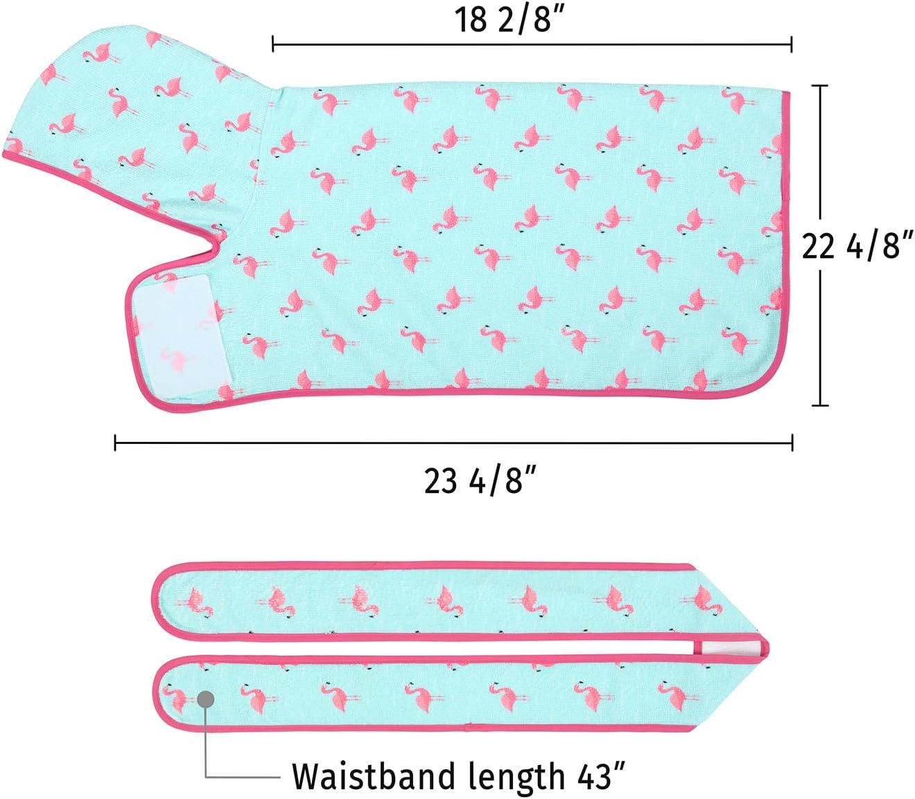 image:imageHDE Dog Bathrobe Super Absorbent Quick Drying Puppy Towel Wrap Coat Adjustable After Bath Robes with Hood for Dog Sizes SXXL Blue Rubber Ducks SFlamingos