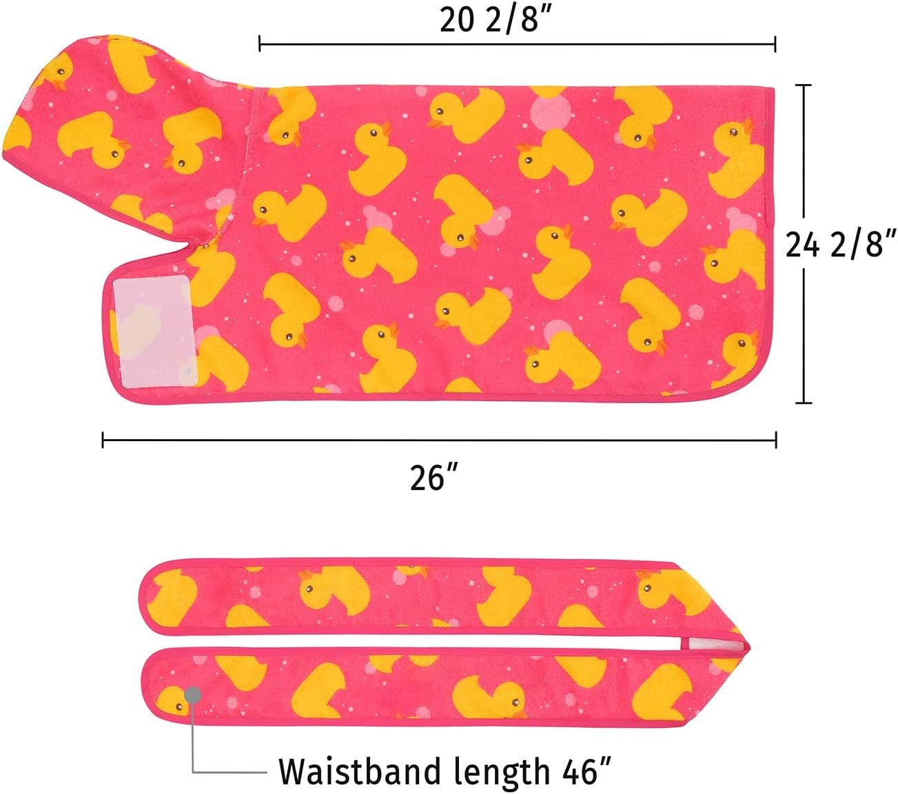 image:imageHDE Dog Bathrobe Super Absorbent Quick Drying Puppy Towel Wrap Coat Adjustable After Bath Robes with Hood for Dog Sizes SXXL Blue Rubber Ducks SPink Rubber Ducks