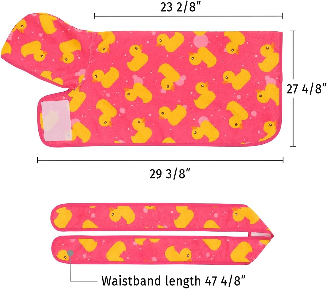 image:imageHDE Dog Bathrobe Super Absorbent Quick Drying Puppy Towel Wrap Coat Adjustable After Bath Robes with Hood for Dog Sizes SXXL Blue Rubber Ducks SPink Rubber Ducks