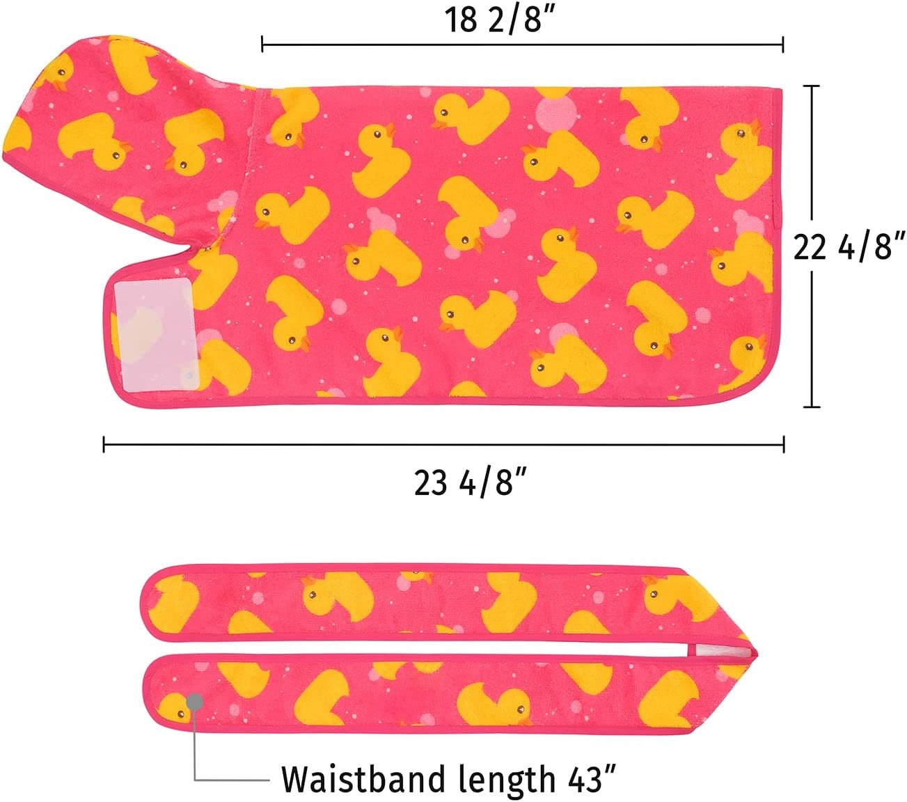 image:imageHDE Dog Bathrobe Super Absorbent Quick Drying Puppy Towel Wrap Coat Adjustable After Bath Robes with Hood for Dog Sizes SXXL Blue Rubber Ducks SPink Rubber Ducks