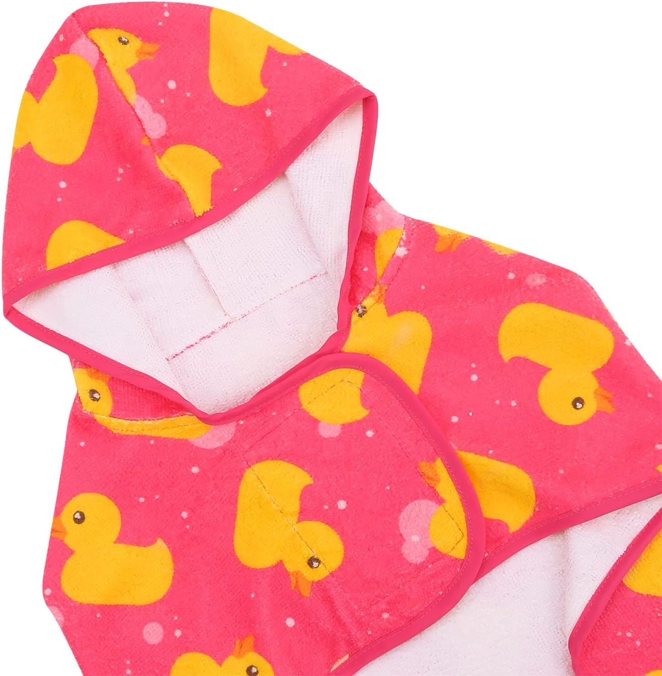 image:imageHDE Dog Bathrobe Super Absorbent Quick Drying Puppy Towel Wrap Coat Adjustable After Bath Robes with Hood for Dog Sizes SXXL Blue Rubber Ducks SPink Rubber Ducks