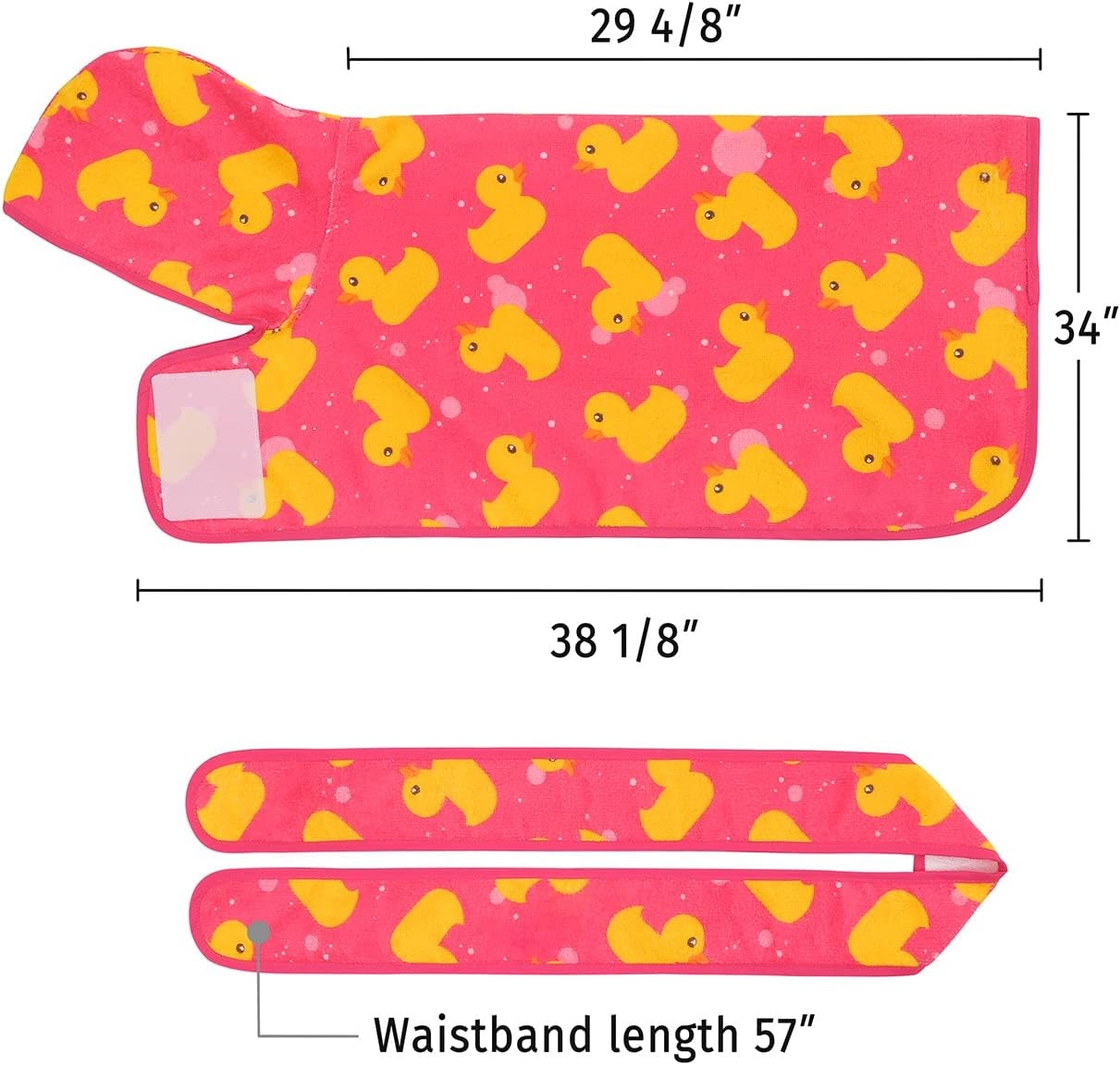 image:imageHDE Dog Bathrobe Super Absorbent Quick Drying Puppy Towel Wrap Coat Adjustable After Bath Robes with Hood for Dog Sizes SXXL Blue Rubber Ducks SPink Rubber Ducks
