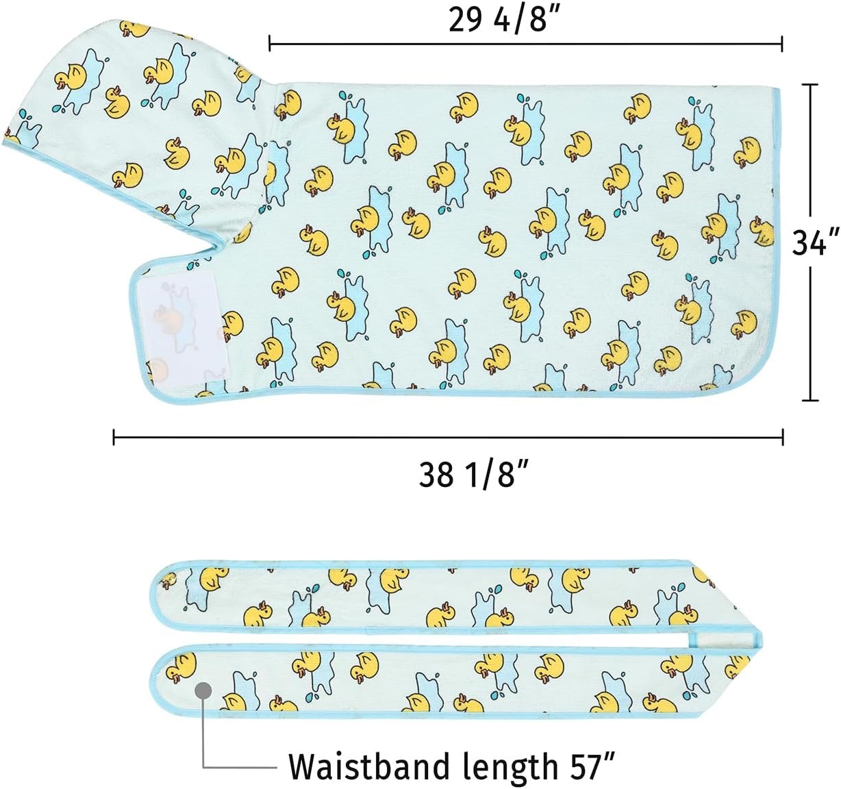 image:imageHDE Dog Bathrobe Super Absorbent Quick Drying Puppy Towel Wrap Coat Adjustable After Bath Robes with Hood for Dog Sizes SXXL Blue Rubber Ducks SRubber Duck Puddles