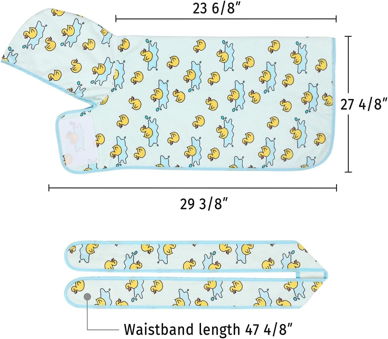 image:imageHDE Dog Bathrobe Super Absorbent Quick Drying Puppy Towel Wrap Coat Adjustable After Bath Robes with Hood for Dog Sizes SXXL Blue Rubber Ducks SRubber Duck Puddles
