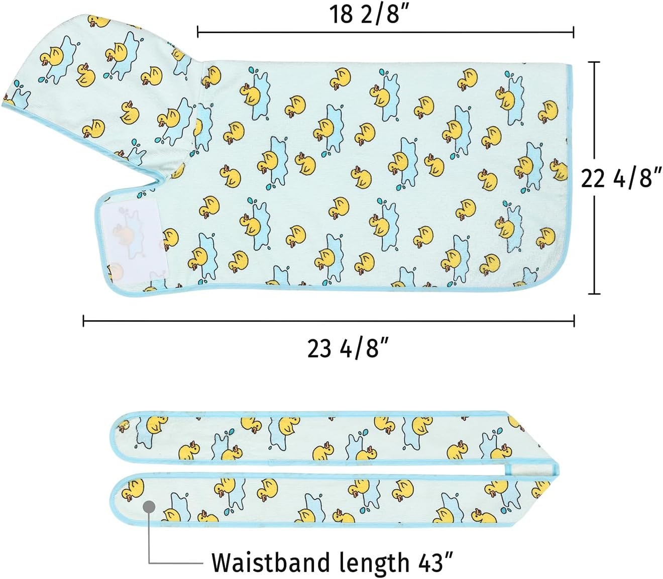 image:imageHDE Dog Bathrobe Super Absorbent Quick Drying Puppy Towel Wrap Coat Adjustable After Bath Robes with Hood for Dog Sizes SXXL Blue Rubber Ducks SRubber Duck Puddles