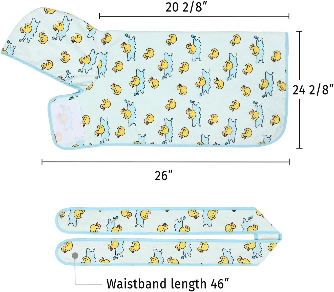 image:imageHDE Dog Bathrobe Super Absorbent Quick Drying Puppy Towel Wrap Coat Adjustable After Bath Robes with Hood for Dog Sizes SXXL Blue Rubber Ducks SRubber Duck Puddles