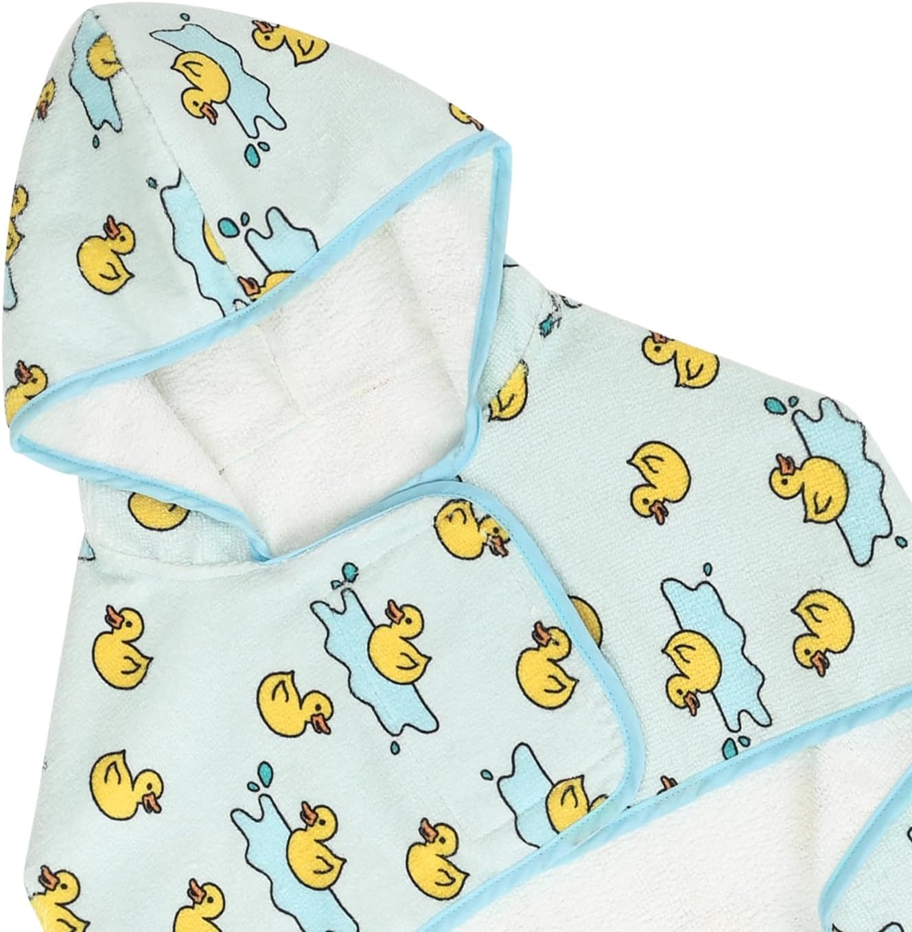 image:imageHDE Dog Bathrobe Super Absorbent Quick Drying Puppy Towel Wrap Coat Adjustable After Bath Robes with Hood for Dog Sizes SXXL Blue Rubber Ducks SRubber Duck Puddles