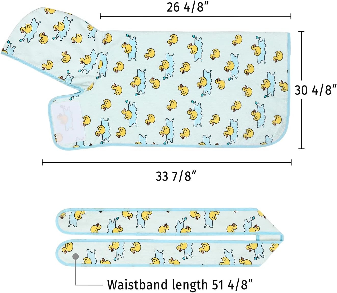 image:imageHDE Dog Bathrobe Super Absorbent Quick Drying Puppy Towel Wrap Coat Adjustable After Bath Robes with Hood for Dog Sizes SXXL Blue Rubber Ducks SRubber Duck Puddles