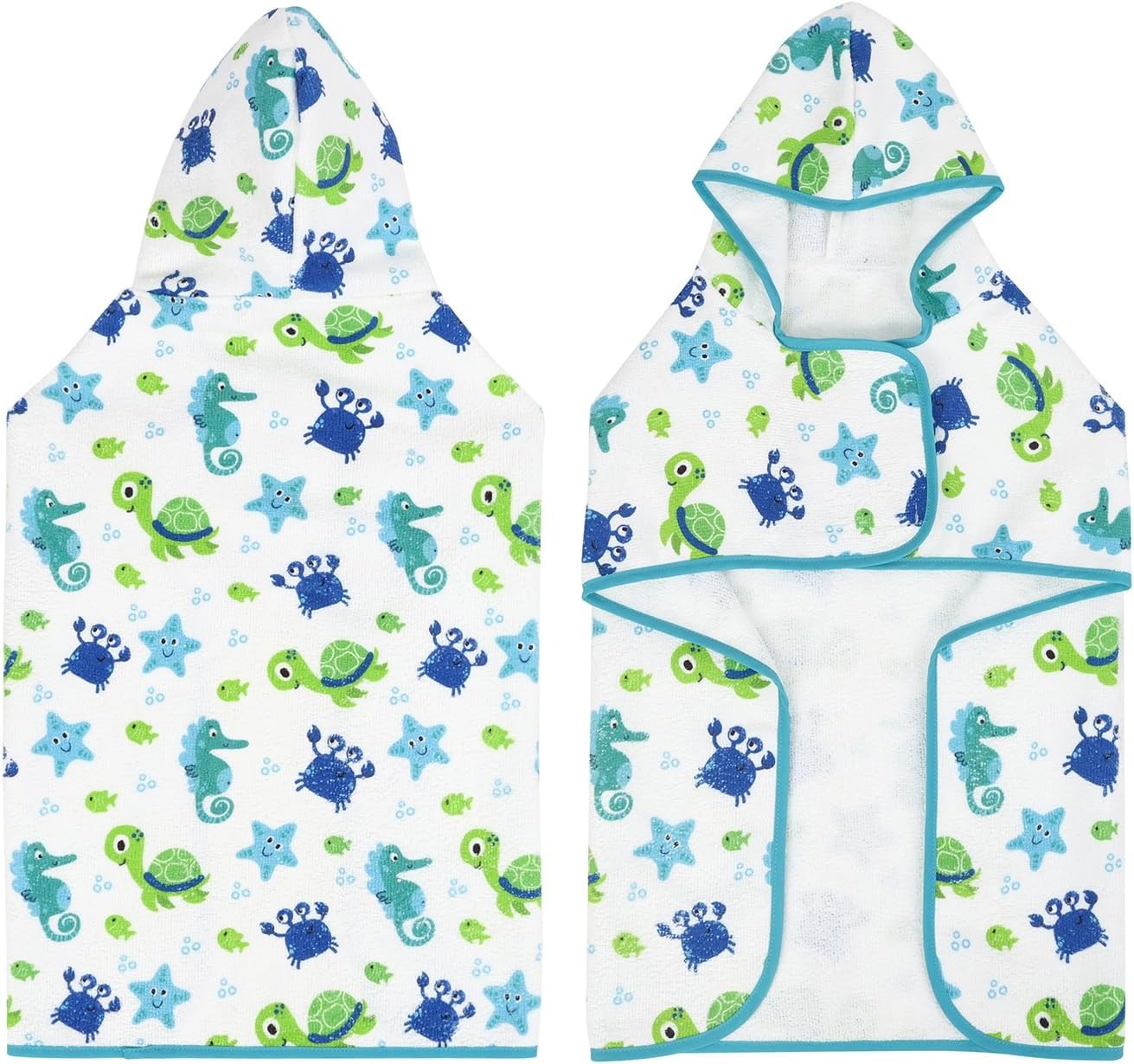 image:imageHDE Dog Bathrobe Super Absorbent Quick Drying Puppy Towel Wrap Coat Adjustable After Bath Robes with Hood for Dog Sizes SXXL Blue Rubber Ducks SSea Animals