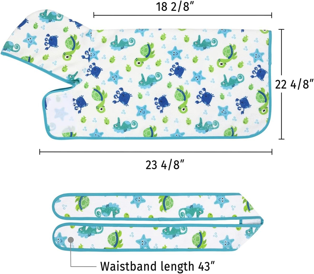 image:imageHDE Dog Bathrobe Super Absorbent Quick Drying Puppy Towel Wrap Coat Adjustable After Bath Robes with Hood for Dog Sizes SXXL Blue Rubber Ducks SSea Animals