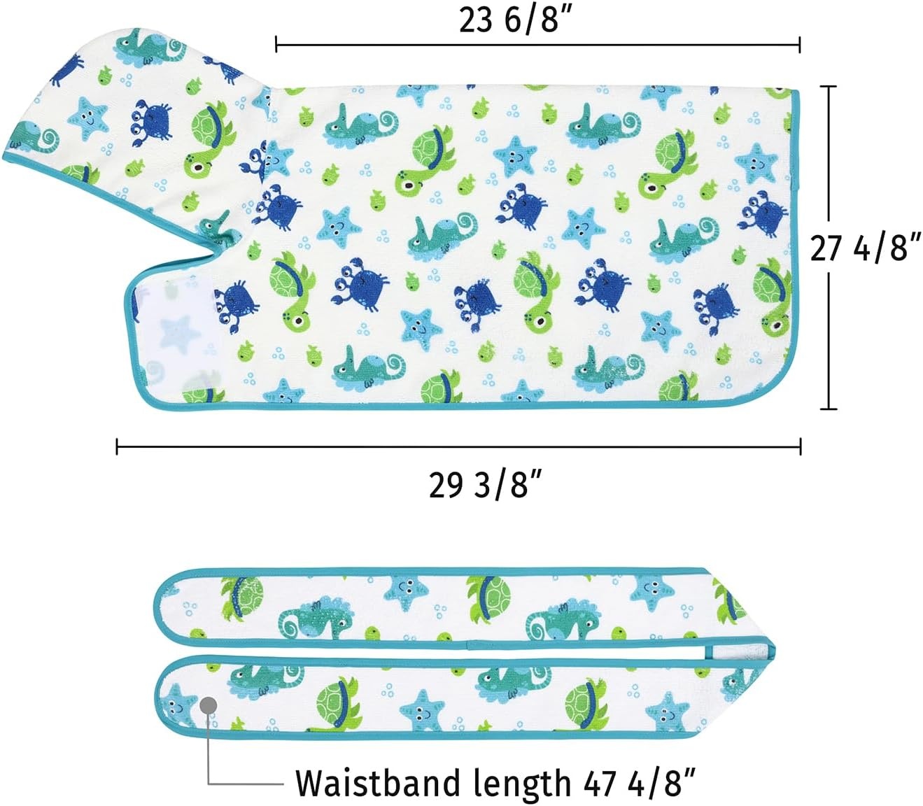 image:imageHDE Dog Bathrobe Super Absorbent Quick Drying Puppy Towel Wrap Coat Adjustable After Bath Robes with Hood for Dog Sizes SXXL Blue Rubber Ducks SSea Animals