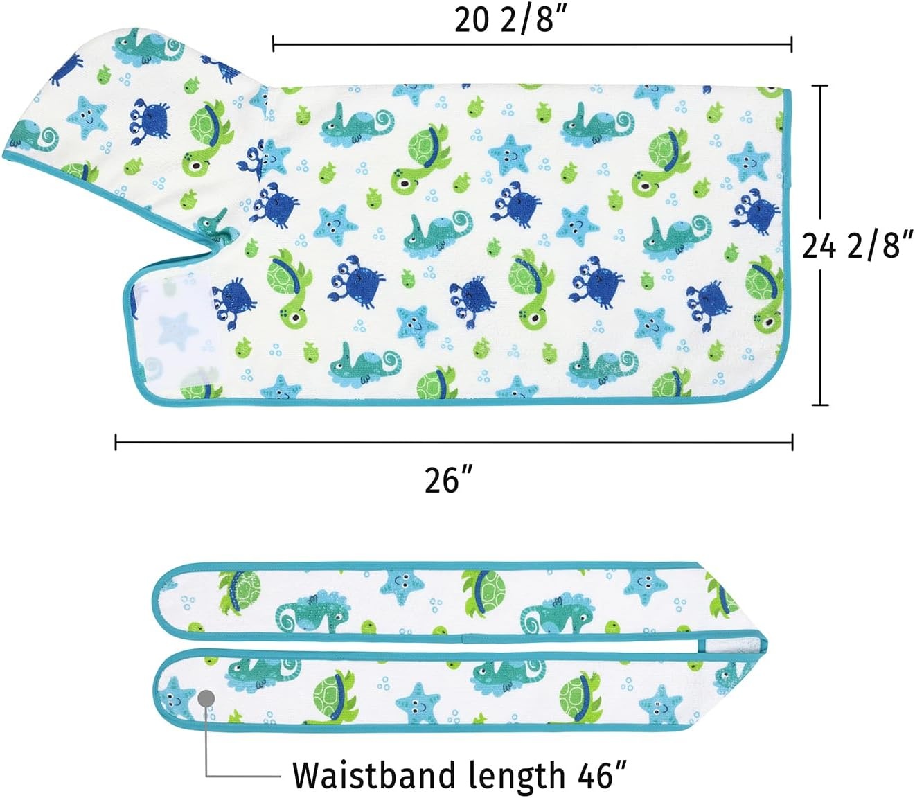 image:imageHDE Dog Bathrobe Super Absorbent Quick Drying Puppy Towel Wrap Coat Adjustable After Bath Robes with Hood for Dog Sizes SXXL Blue Rubber Ducks SSea Animals