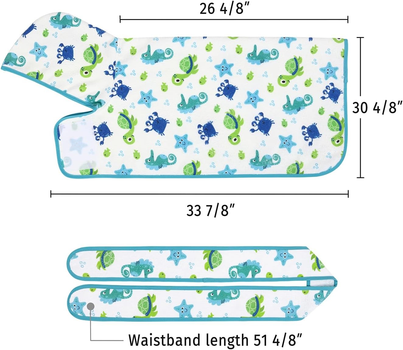 image:imageHDE Dog Bathrobe Super Absorbent Quick Drying Puppy Towel Wrap Coat Adjustable After Bath Robes with Hood for Dog Sizes SXXL Blue Rubber Ducks SSea Animals