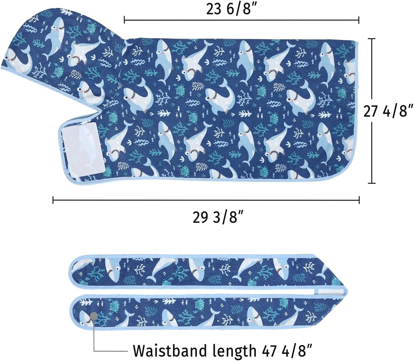 image:imageHDE Dog Bathrobe Super Absorbent Quick Drying Puppy Towel Wrap Coat Adjustable After Bath Robes with Hood for Dog Sizes SXXL Blue Rubber Ducks SSharks