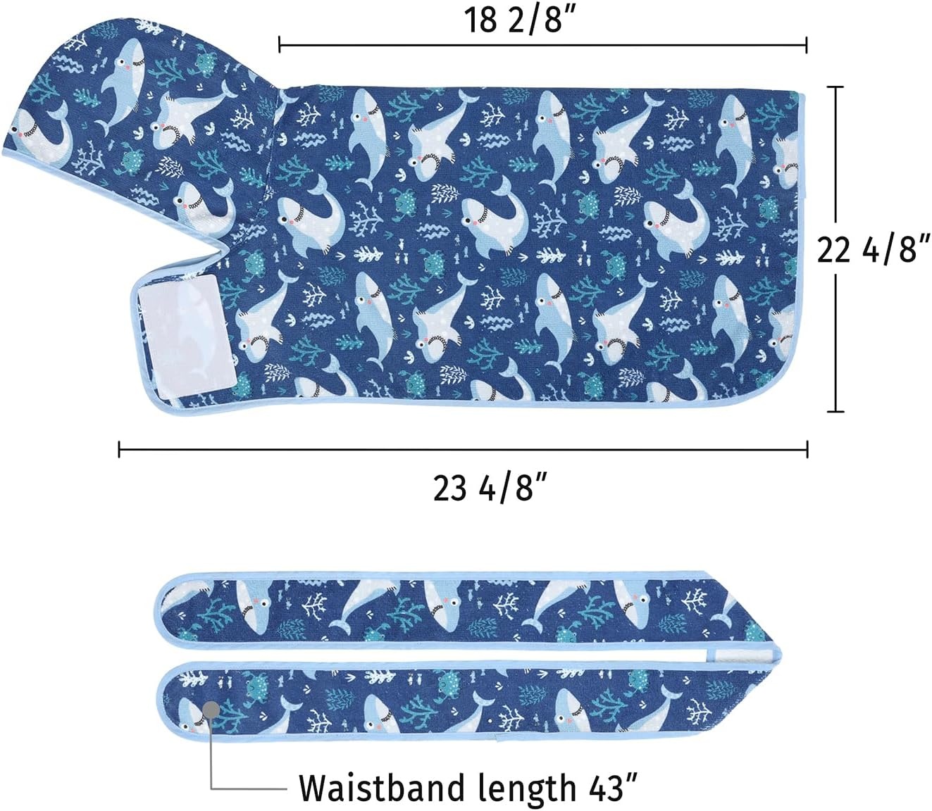 image:imageHDE Dog Bathrobe Super Absorbent Quick Drying Puppy Towel Wrap Coat Adjustable After Bath Robes with Hood for Dog Sizes SXXL Blue Rubber Ducks SSharks